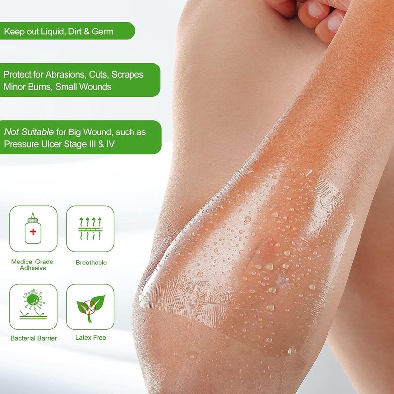 NeuHeils Transparent Film Dressing 2 38 x 2 34 100 Pack Waterproof Wound Cover Bandage Clear IV Catheter Tape Adhesive Patch Shower Shield - Image 3