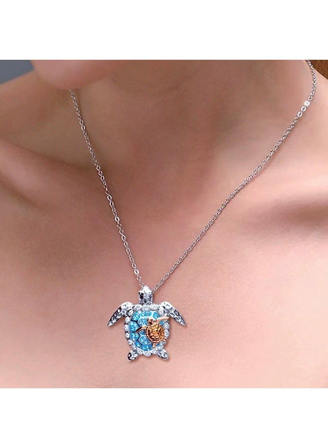 Goolsky Crystal Turtle Pendant Necklace – Ocean Beach Animal Jewelry for Women, Crystal Turtle Pendant Adjustable Chain, Non-Fading, Beach/Vacation/Daily Wear Lucky Charm - Image 4