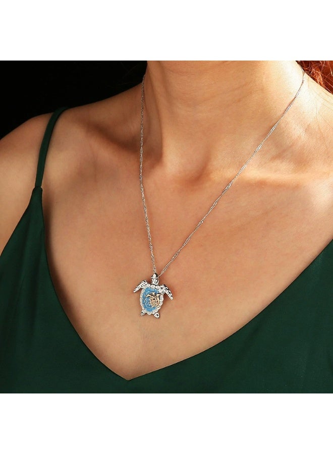 Goolsky Crystal Turtle Pendant Necklace – Ocean Beach Animal Jewelry for Women, Crystal Turtle Pendant Adjustable Chain, Non-Fading, Beach/Vacation/Daily Wear Lucky Charm - Image 5