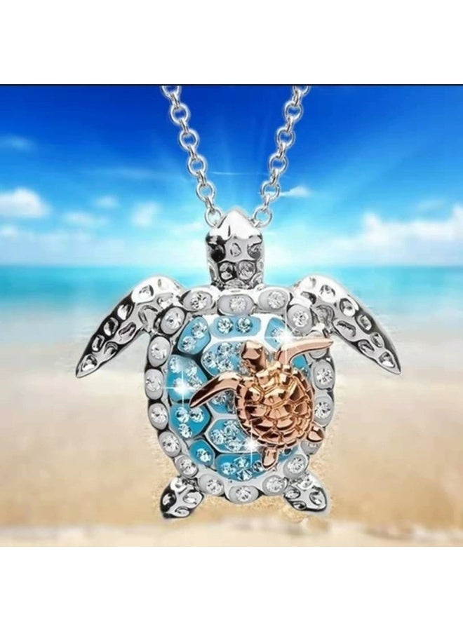 Goolsky Crystal Turtle Pendant Necklace – Ocean Beach Animal Jewelry for Women, Crystal Turtle Pendant Adjustable Chain, Non-Fading, Beach/Vacation/Daily Wear Lucky Charm - Image 3