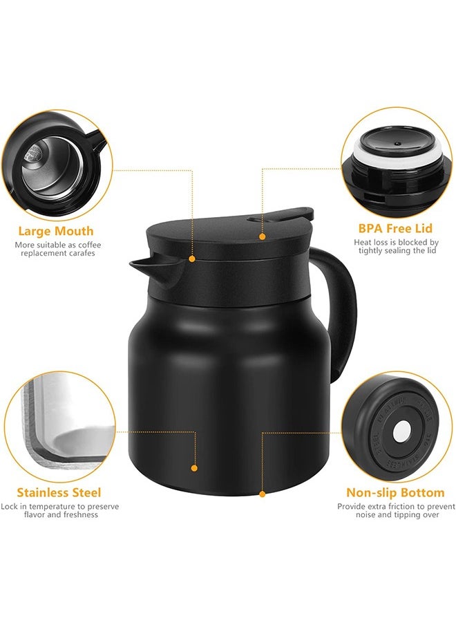 Generic - Thermal Teapot Coffee, Stainless Steel Insulated Vacuum Thermos Coffee Carafe For Keeping Hot/Cold, Tea, Water, Beverage Dispenser, Black,27oz 800ml - Image 1
