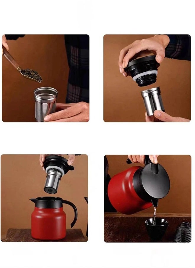 Generic - Thermal Teapot Coffee, Stainless Steel Insulated Vacuum Thermos Coffee Carafe For Keeping Hot/Cold, Tea, Water, Beverage Dispenser, Black,27oz 800ml - Image 1