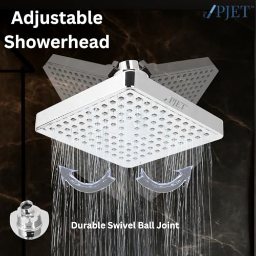 PJET EcoRain 6-Inch Bahroom Shower Head Filter | 15-Stage Shower Head for Bathroomwith Softener | Chlorine Removal Hard Water Filter | Hair Fall Control | Silver Finish | For Skin & Hair - Image 5