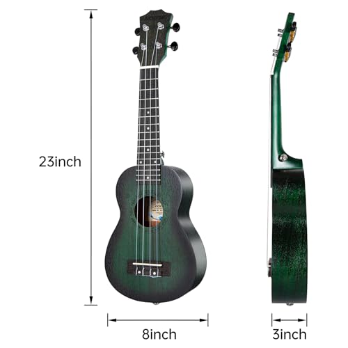 AODSK Concert Green Ukulele for Beginner 23 Inch Uke with Gig Bag Strap Nylon String 4 Picks Holiday Gift - Image 3