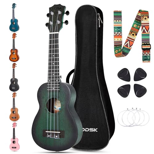 AODSK Concert Green Ukulele for Beginner 23 Inch Uke with Gig Bag Strap Nylon String 4 Picks Holiday Gift - Image 1