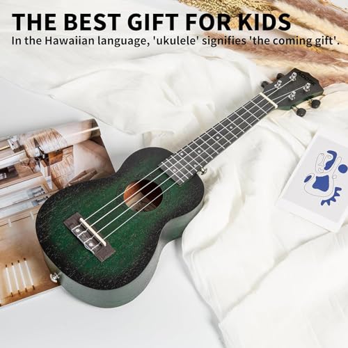 AODSK Concert Green Ukulele for Beginner 23 Inch Uke with Gig Bag Strap Nylon String 4 Picks Holiday Gift - Image 2