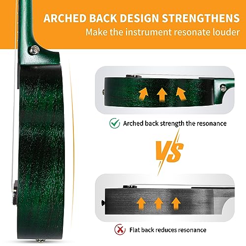 AODSK Concert Green Ukulele for Beginner 23 Inch Uke with Gig Bag Strap Nylon String 4 Picks Holiday Gift - Image 4