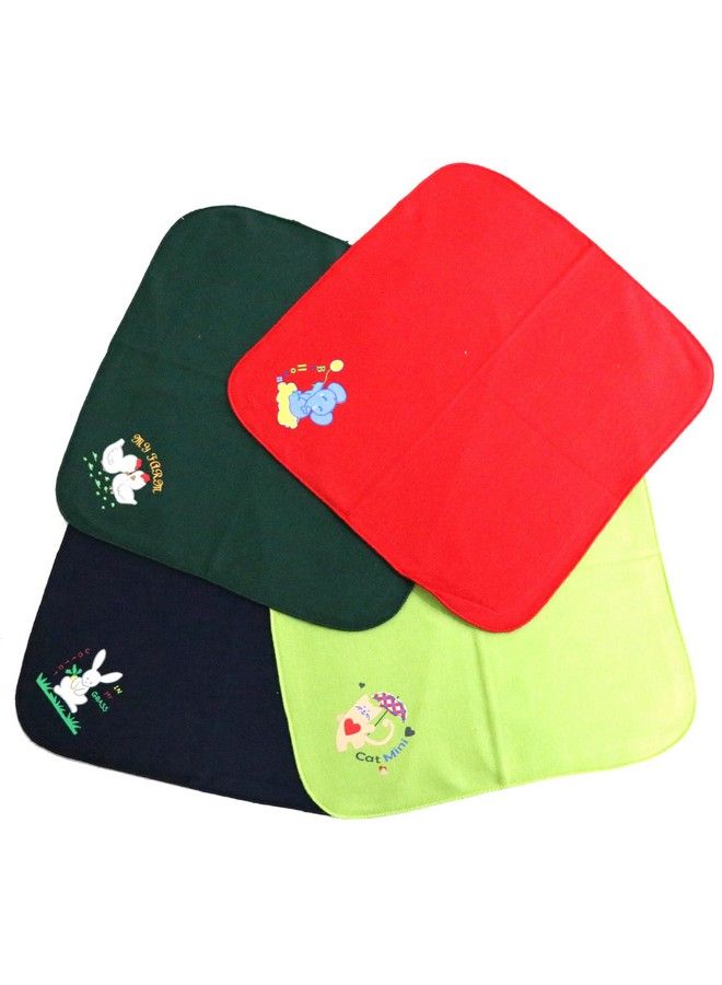 Annapurna Sales 100% Pure Soft Cotton New Born Baby Face Towels Or Napkins Combo Pack Of 4 Pcs. (Unisex) Red Lemon Blue Green (11 X 11 Inch) - Image 1