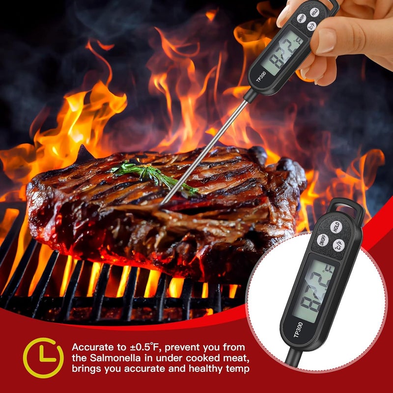 Copkim 12 Pcs Meat Food Thermometer Food with Probe Water Liquid Instant Read Digital Thermometer Kitchen Cooking Supplies for Cooking BBQ Milk Yogurt (Black) - Image 5