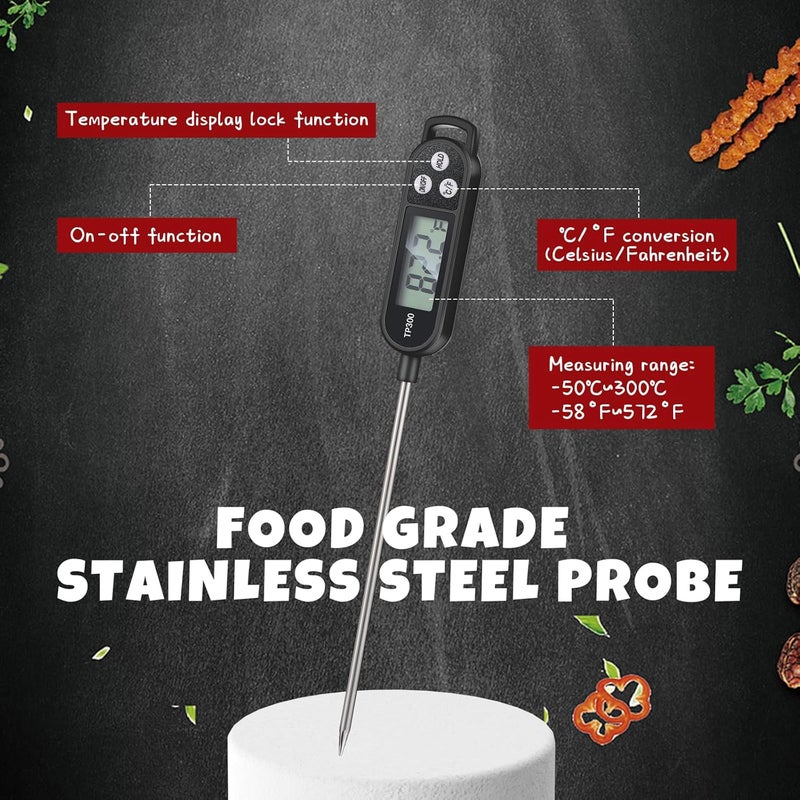 Copkim 12 Pcs Meat Food Thermometer Food with Probe Water Liquid Instant Read Digital Thermometer Kitchen Cooking Supplies for Cooking BBQ Milk Yogurt (Black) - Image 4