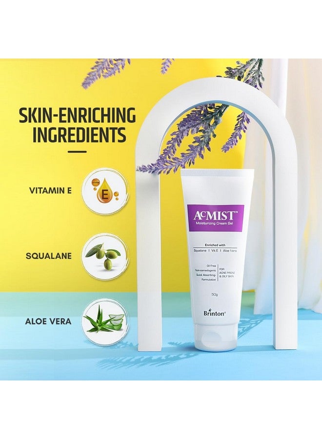 Brinton Brinton AcMist Vitamin E & Aloe Vera Based Moisturizing Cream Gel for Acne Prone and Oily Skin | Oil Free, Quick Absorbing & Lightweight | 50 g x Pack of 3 - Image 4