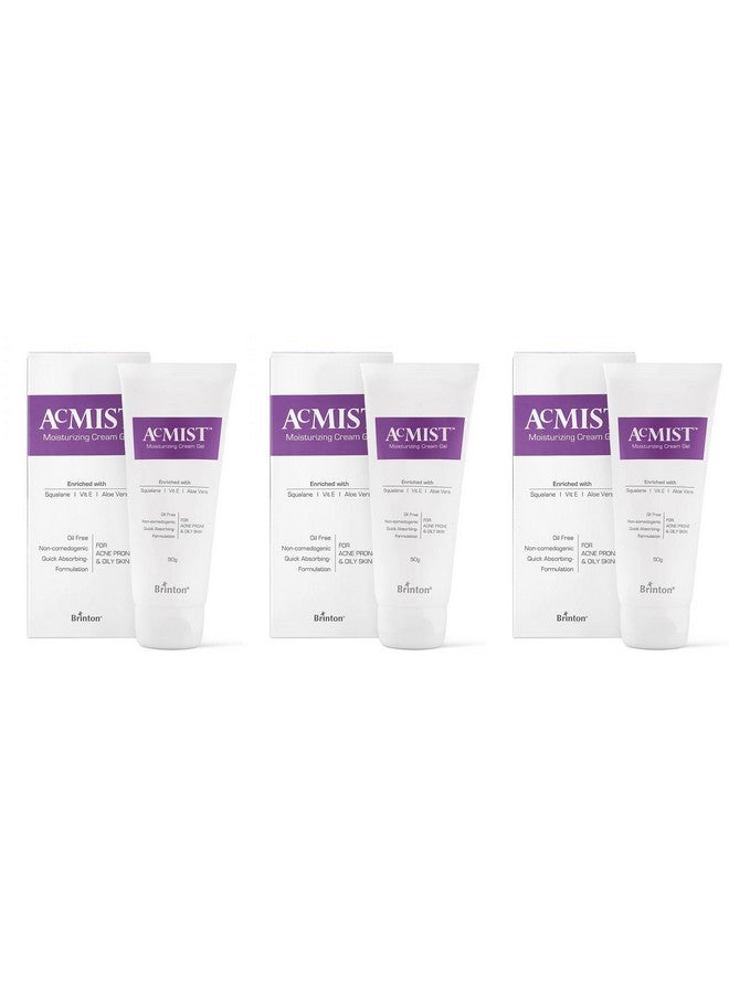 Brinton Brinton AcMist Vitamin E & Aloe Vera Based Moisturizing Cream Gel for Acne Prone and Oily Skin | Oil Free, Quick Absorbing & Lightweight | 50 g x Pack of 3 - Image 1