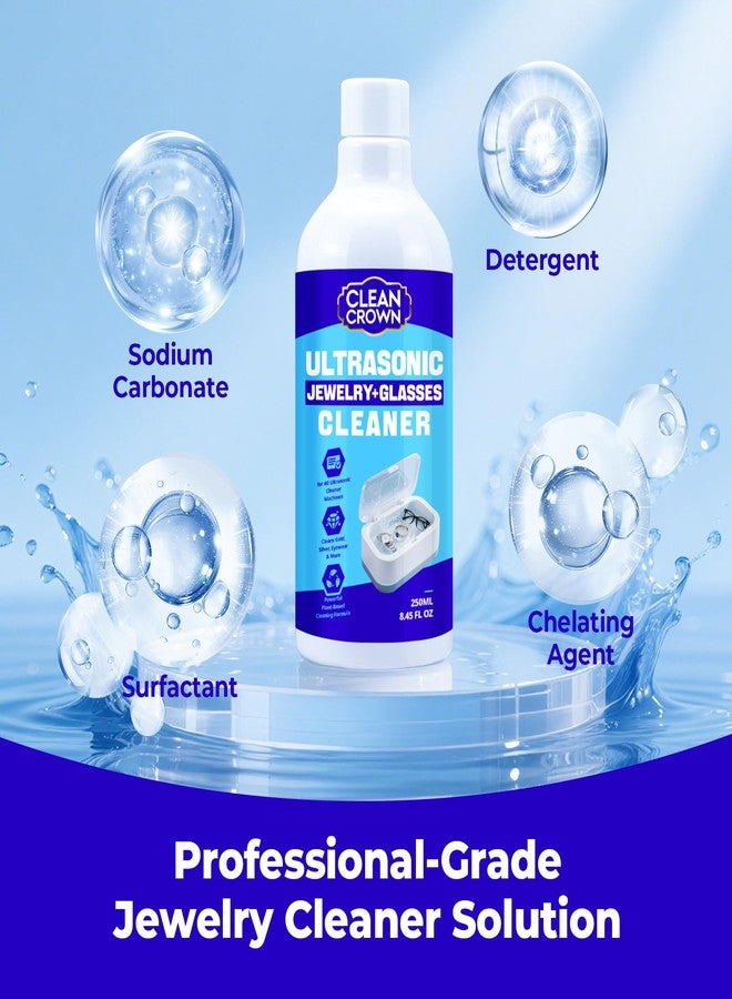 CleanCrown Ultrasonic Jewelry Cleaner Solution (250ml), Jewelry Cleaner for Gold, Silver, Diamond and More, Gold Jewelry Cleaner Liquid, Gentle Jewelry Cleaning Solution for Ultrasonic Machines & Manual Use - Image 2