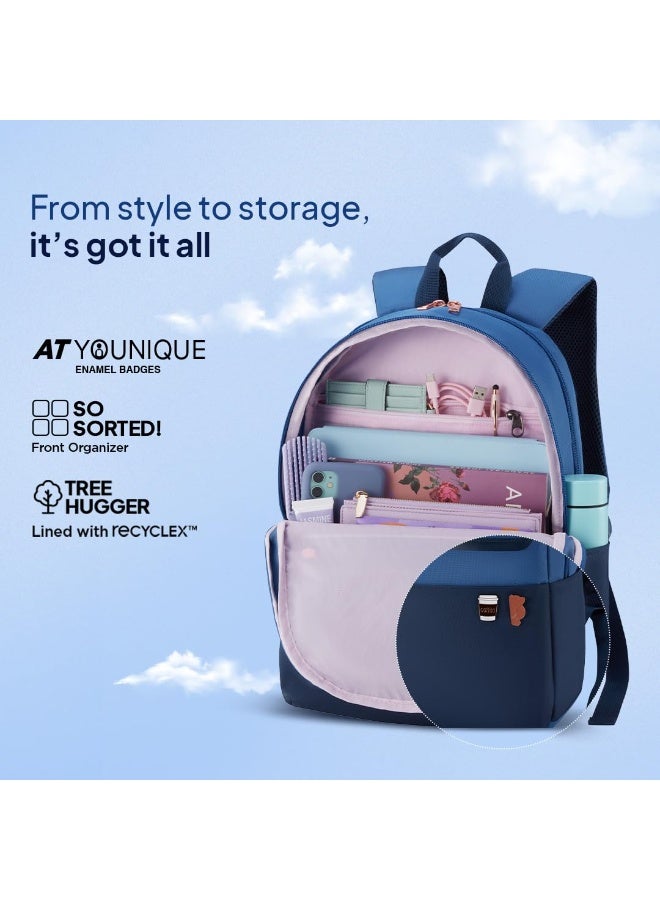 American Tourister Bella 3.0 Style 01, 20 L Volume College and Office 3 Compartment Backpack with Front Organizer and Spacious Interiors for Women - Navy - Image 2