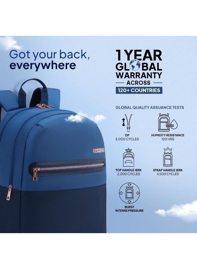 American Tourister Bella 3.0 Style 01, 20 L Volume College and Office 3 Compartment Backpack with Front Organizer and Spacious Interiors for Women - Navy - Image 4