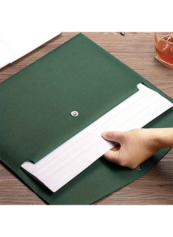Faux Leather Document Bag A4 Paper File Bag Folder File Package Thickened Data Buckle Waterproof Business Document Bag