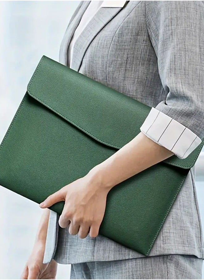 Faux Leather Document Bag A4 Paper File Bag Folder File Package Thickened Data Buckle Waterproof Business Document Bag