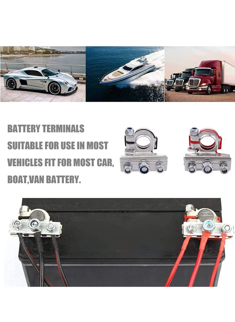 Battery Terminal Connectors, Quick Release Car, Top Post 2pcs Clamps -12V 3-Way, Leisure Caravan, Motorhome Pair, Positive and Negative