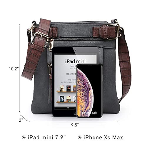 Dasein Top Belted Crossbody Bags for Women Soft Leather Messenger Bag Shoulder Bag Travel Purse (large size-dark grey) - Image 3