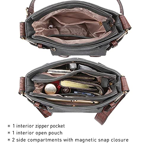 Dasein Top Belted Crossbody Bags for Women Soft Leather Messenger Bag Shoulder Bag Travel Purse (large size-dark grey) - Image 5