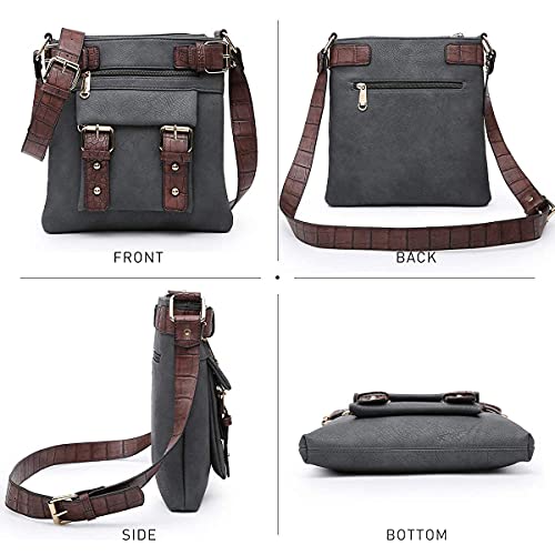 Dasein Top Belted Crossbody Bags for Women Soft Leather Messenger Bag Shoulder Bag Travel Purse (large size-dark grey) - Image 4