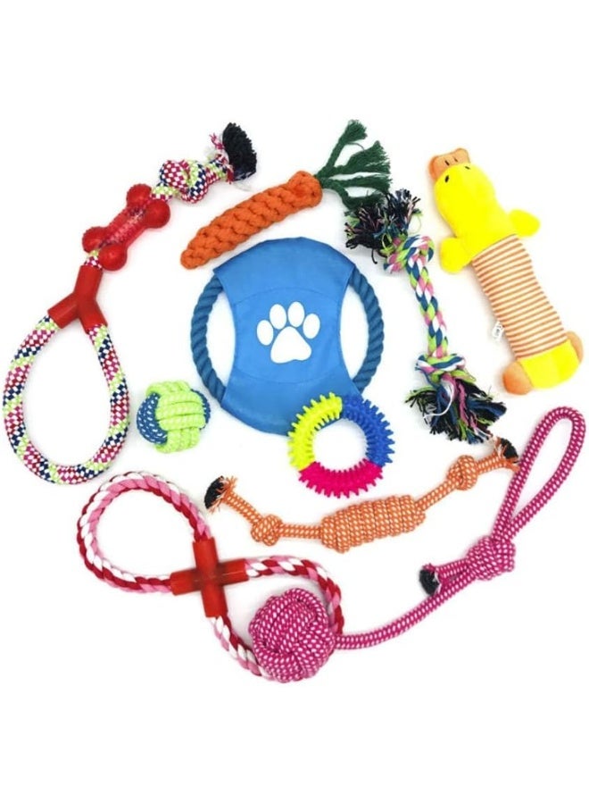 Coodipet 10 Pack Dog Chew Toys | Puppy Toys Dog Toys for Boredom | Indestructible Dog Toys with Rope Toys, Squeaky Toy | Dog Toy, Dog Teething Toys for Small & Medium Dogs - Image 1