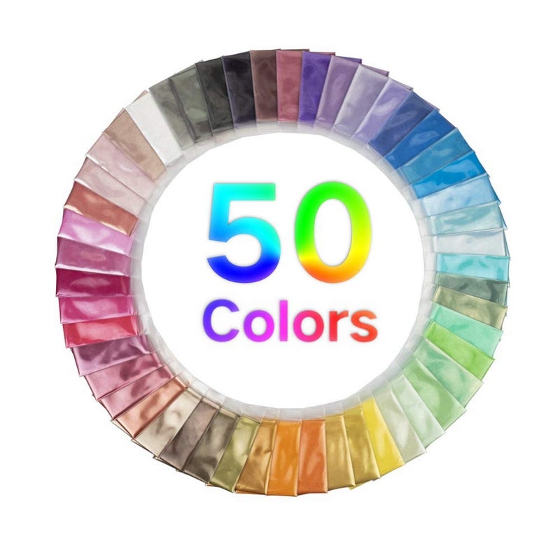 SMALL MEANING Mica Powder for Epoxy 50 Colors Soap Making Pigments Set for Handmade Soap Making Tools Resin Jewelry