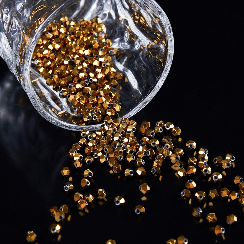 Laopottbeads 1100Pcs 4Mm Bicone Crystal Glass Beads For Jewelry Making  Sparkling Mini Beads For Suncatchers  Diy Bracelets & Craft Projects (Coffee Gold) - Image 4