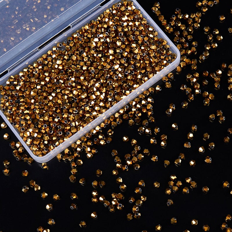 Laopottbeads 1100Pcs 4Mm Bicone Crystal Glass Beads For Jewelry Making  Sparkling Mini Beads For Suncatchers  Diy Bracelets & Craft Projects (Coffee Gold) - Image 1