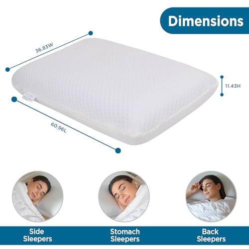 Sleepsia Cool Gel Ventilated Memory Foam Cervical Standard Pillow, Pain Relief Pillow for Neck, Orthopedic Neck Pain (60.96LX36.83WX11.43H Centimeters) - Image 2