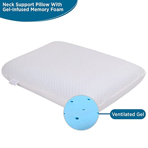 Sleepsia Cool Gel Ventilated Memory Foam Cervical Standard Pillow, Pain Relief Pillow for Neck, Orthopedic Neck Pain (60.96LX36.83WX11.43H Centimeters) - Image 5