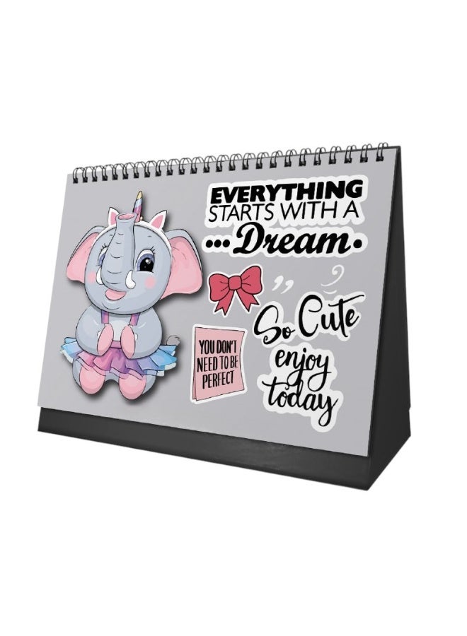 We Print, Your Gift Cute Elephant Desk Calendar 2026 – 12 Month Table Calendar with Adorable Elephant Design – Grey - Image 5
