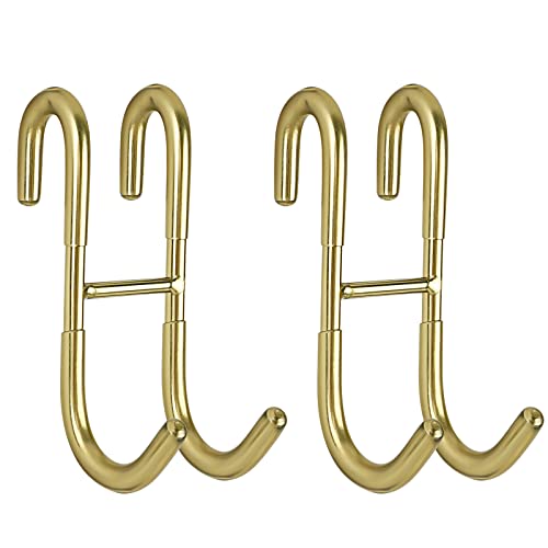 Simtive Squeegee Hooks for Towel Bathroom Frameless Glass Shower Door (2-Pack), Gold - Image 1