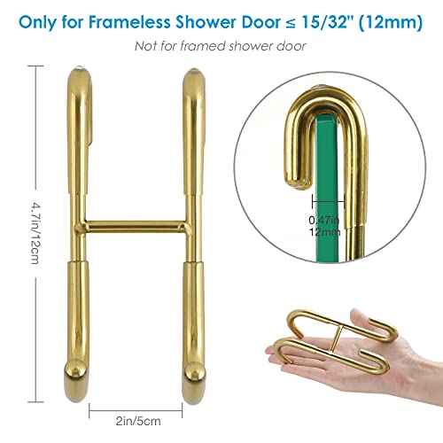Simtive Squeegee Hooks for Towel Bathroom Frameless Glass Shower Door (2-Pack), Gold - Image 3
