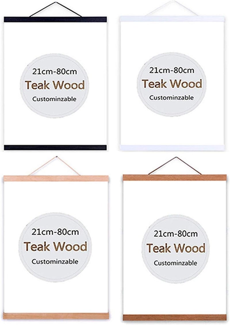 QIAOJUNMING Wooden Poster Hanger Photo Magnetic Frame Four colors DIY Picture Canvas Print Hanging Wall Art Home Decor 21-80cm A4 A3 Custom(Black,40cm) - Image 2