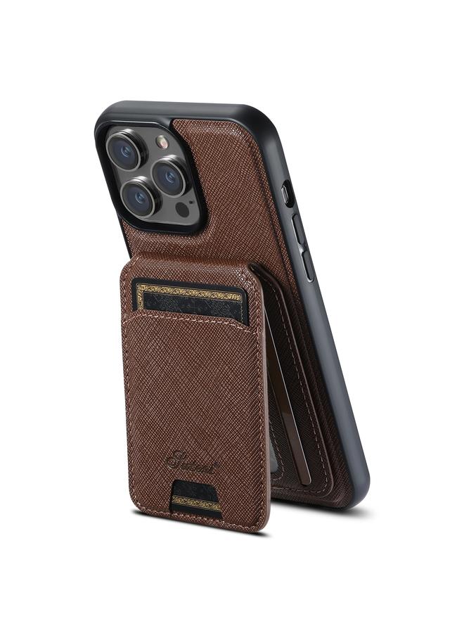 Suteni Case For iPhone 12 Pro H18 Cross Grain MagSafe Wallet Leather Phone Case - Image 1