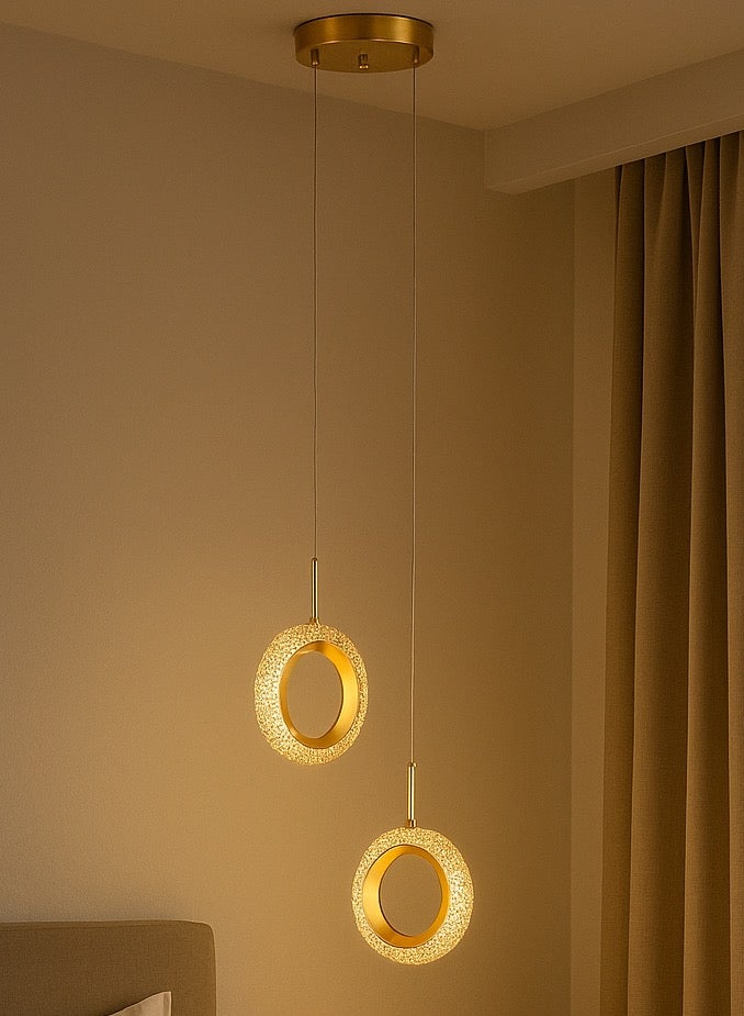 Modern 15W LED Ceiling Chandelier with Three Lights, Gold Frame  - Image 1