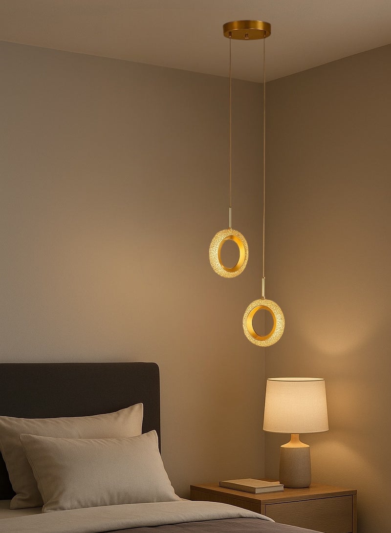 Modern 15W LED Ceiling Chandelier with Three Lights, Gold Frame  - Image 4