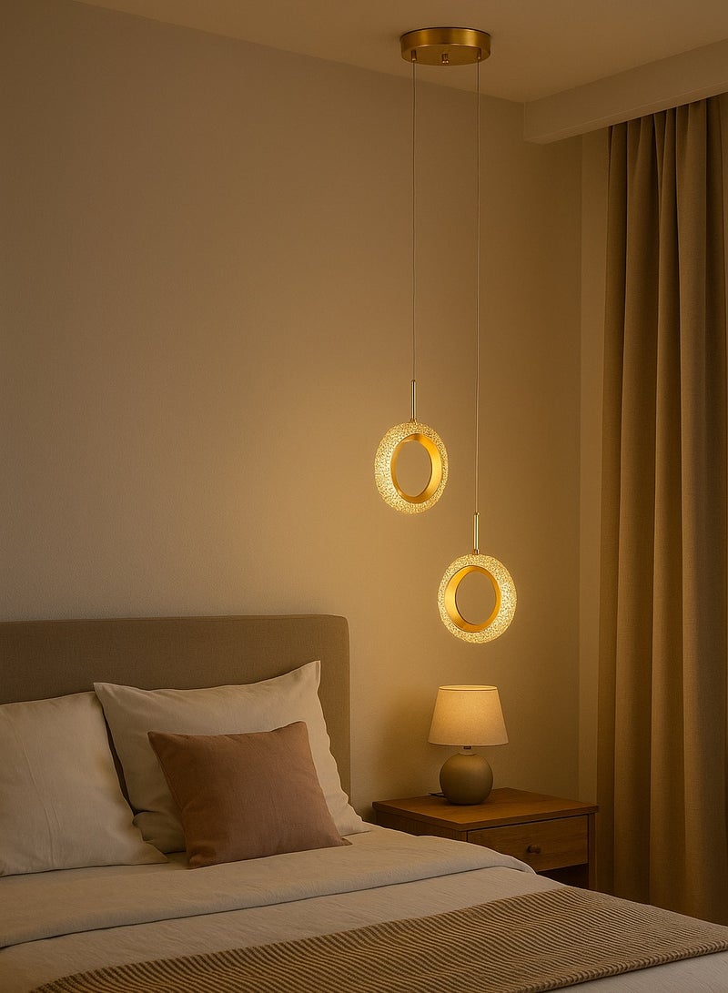 Modern 15W LED Ceiling Chandelier with Three Lights, Gold Frame  - Image 2