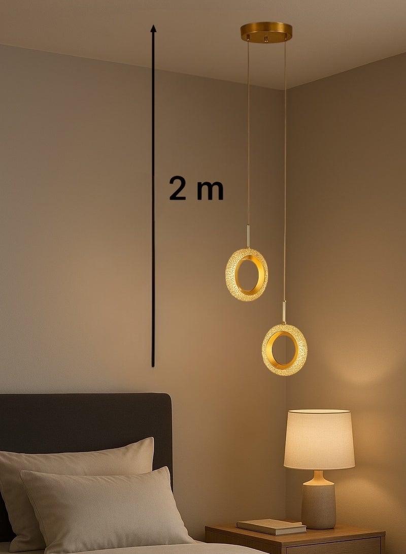 Modern 15W LED Ceiling Chandelier with Three Lights, Gold Frame  - Image 5