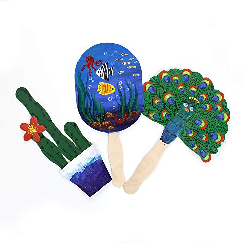Kang&Chang 8" Wooden Craft Sticks - Wavy Fan Sticks, Fan Handles for DIY Crafts & Wedding Programs, 200 pcs - Image 4