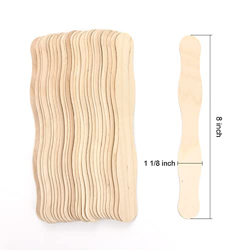 Kang&Chang 8" Wooden Craft Sticks - Wavy Fan Sticks, Fan Handles for DIY Crafts & Wedding Programs, 200 pcs - Image 2