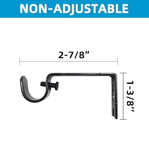 Kowibcl Curtain Rod Bracket 6 Pcs Curtain Rod Holders Fixed Curtain Brackets for 12 or 58 inch RodsBlack - Image 3