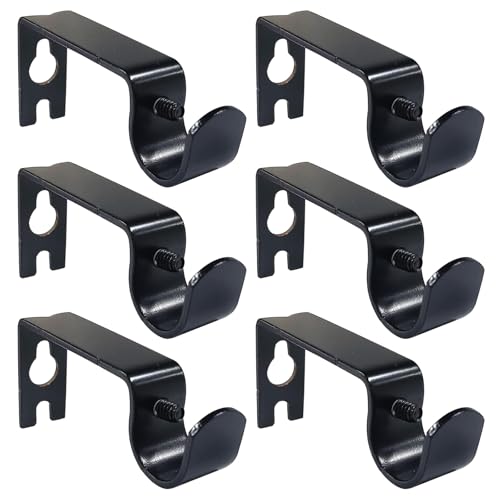 Kowibcl Curtain Rod Bracket 6 Pcs Curtain Rod Holders Fixed Curtain Brackets for 12 or 58 inch RodsBlack - Image 1