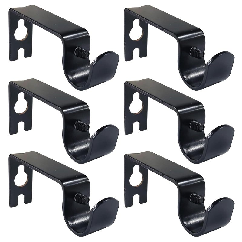 Kowibcl Curtain Rod Bracket 6 Pcs Curtain Rod Holders Fixed Curtain Brackets for 12 or 58 inch RodsBlack - Image 2