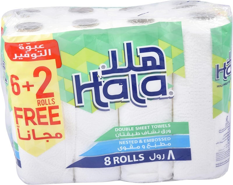 هلا، مناديل منزلية، 8 لفات، أبيض - Image 2