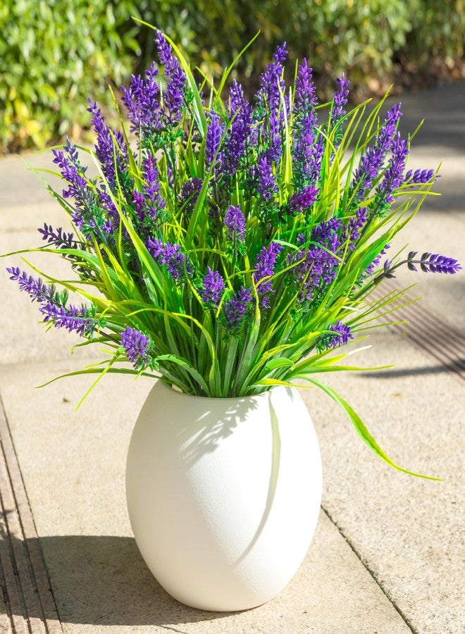 AENTGIU 12 Bundles Purple Artificial Plants for Outdoors, UV Resistant Fake Lavender Greenery Plants Grass with Flowers, No Fade Realistic Shrubs for Porch, Patio, Courtyard, Window, Garden - Image 1