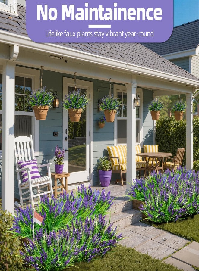 AENTGIU 12 Bundles Purple Artificial Plants for Outdoors, UV Resistant Fake Lavender Greenery Plants Grass with Flowers, No Fade Realistic Shrubs for Porch, Patio, Courtyard, Window, Garden - Image 5