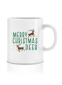 LIT Merry Christmas Deer Design White Coffee Mug 