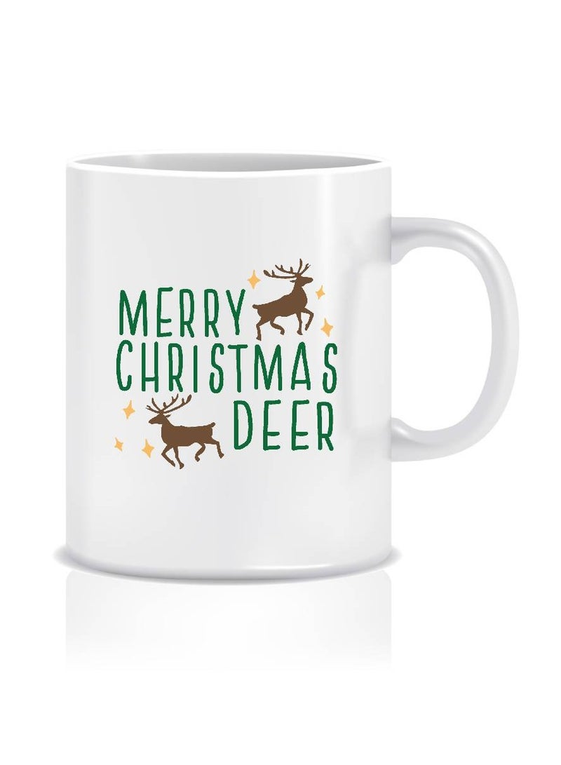 LIT Merry Christmas Deer Design White Coffee Mug